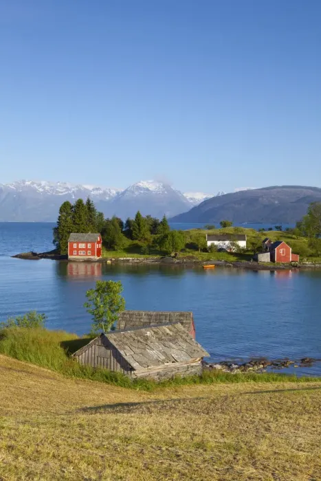 Framed Print : An idyllic rural island in the Hardanger Fjord, Hordaland, Norway