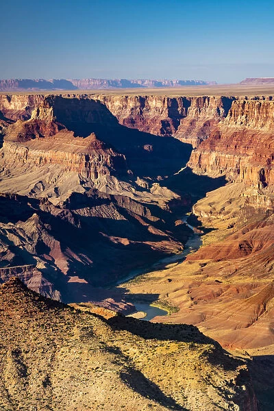 Idyllic shot of Grand Canyon and Colorado River on sunny day, Lipan Point