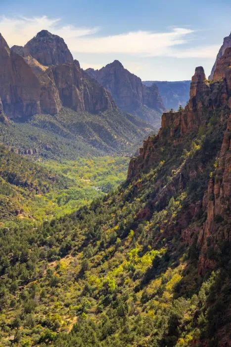 Framed Print : Idyllic shot of Zion Canyon taken from Angels Landing on sunny day, Zion National Park Framed Print : Idyllic shot of Zion Canyon taken from Angels Landing on sunny day, Zion National Park
