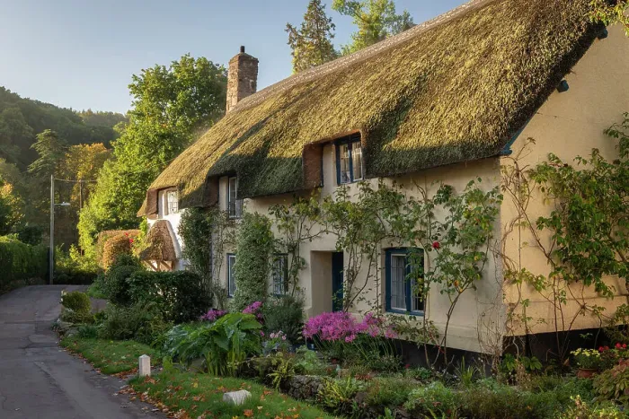 Framed Print : Idyllic thatched cottage in the village of Dunster, Exmoor National Park, Somerset, England. Autumn (October) 2022 Framed Print : Idyllic thatched cottage in the village of Dunster, Exmoor National Park, Somerset, England. Autumn (October) 2022