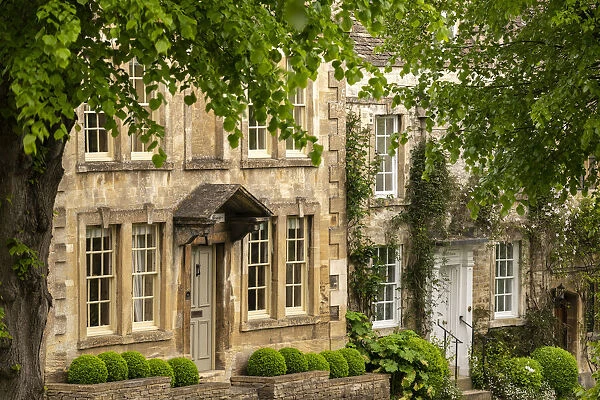 Idyllic town houses in the Cotswolds village of Burford, Oxfordshire, England