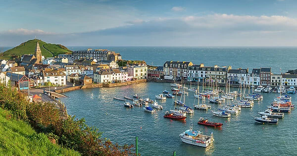 Ilfracombe Harbour on a sunny spring morning, Ilfracombe, Devon, England. Spring (April) 2023