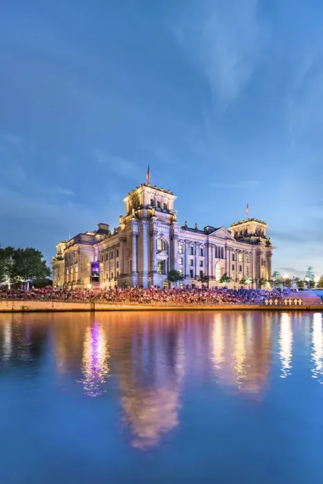 Framed Print : Illuminated Reichstag, River Spree, Berlin, Germany Framed Print : Illuminated Reichstag, River Spree, Berlin, Germany