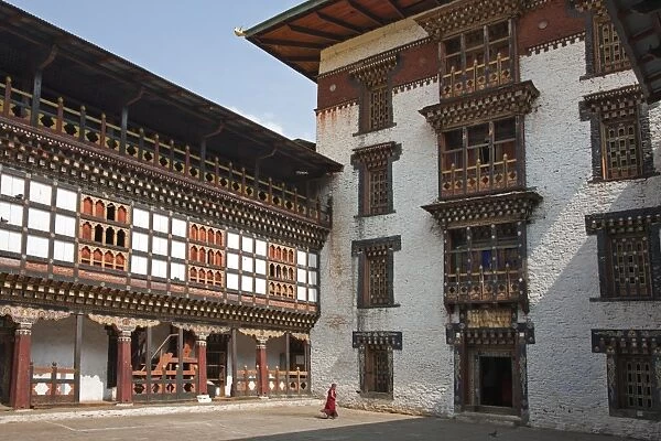 The impressive Dzong, or fortress, at Trashigang. It was built in 1667 on a high promontory overlooking the confluence of the Drangme Chhu and Gamri Chhu rivers and now combines a monastery with