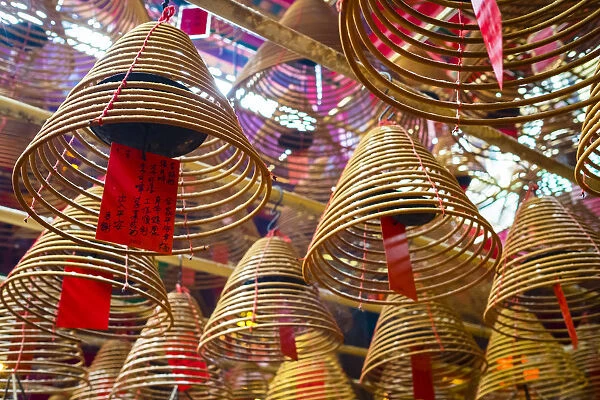 Incense coils at Man Mo Temple, Sheung Wan, Central District, Hong Kong Island, Hong Kong