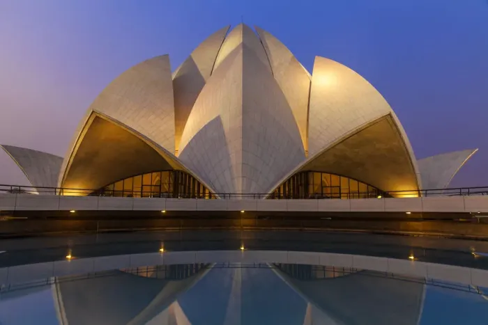 Framed Print : India, Delhi, New Delhi, Bahai House of Worship know as the The Lotus Temple at twilight Framed Print : India, Delhi, New Delhi, Bahai House of Worship know as the The Lotus Temple at twilight