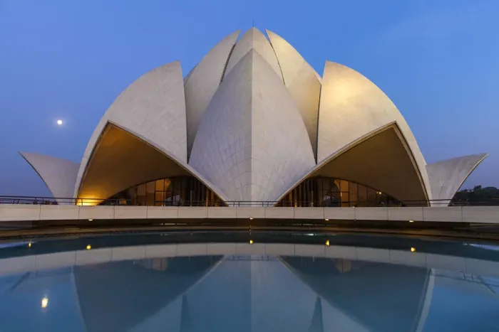 Framed Print : India, Delhi, New Delhi, Full moon over the Bahai House of Worship know as Framed Print : India, Delhi, New Delhi, Full moon over the Bahai House of Worship know as