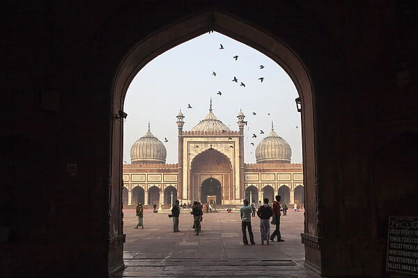 India, Delhi, Old Delhi, One of three entrance gates to Jama Masjid - Jama Mosque