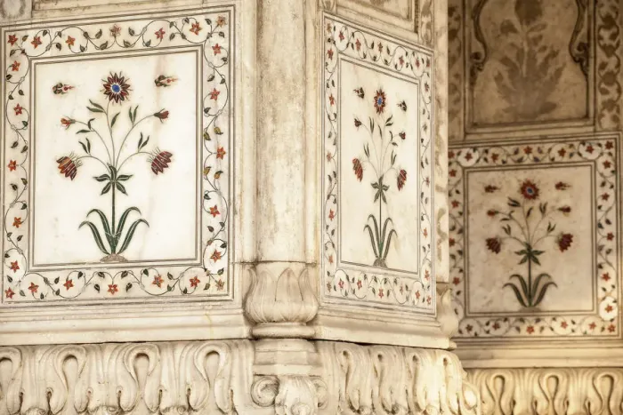 Framed Print : India, Delhi, Old Delhi, Red Fort, Diwan-i-Khas- hall of private audience, Flower Framed Print : India, Delhi, Old Delhi, Red Fort, Diwan-i-Khas- hall of private audience, Flower