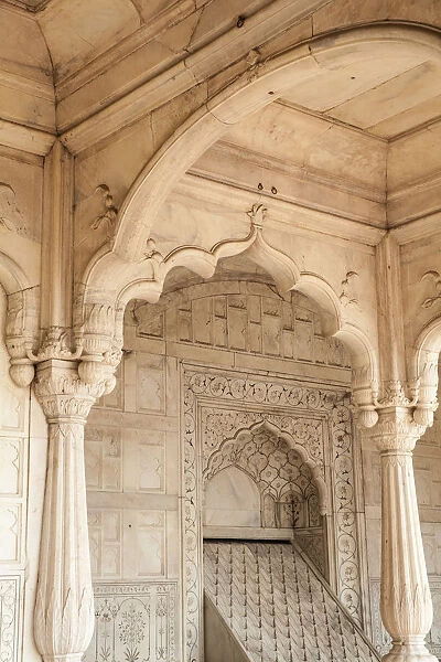 India, Delhi, Old Delhi, White marble building at Red Fort