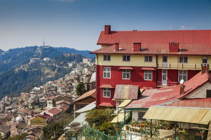 Framed Print : India, Himachal Pradesh, Shimla, View of City center Framed Print : India, Himachal Pradesh, Shimla, View of City center