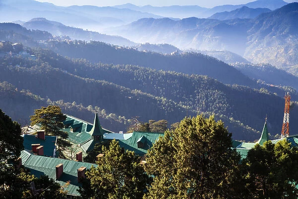India, Himachal Pradesh, Shimla, View of mountains