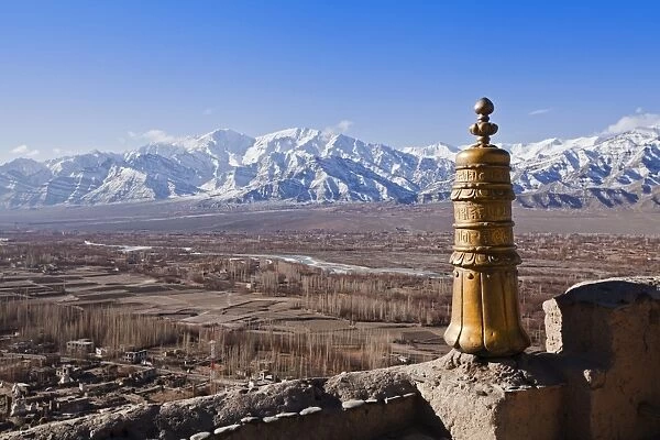 India, Ladakh, Thiksey. View of the Indus Valley from Thiksey Monastery
