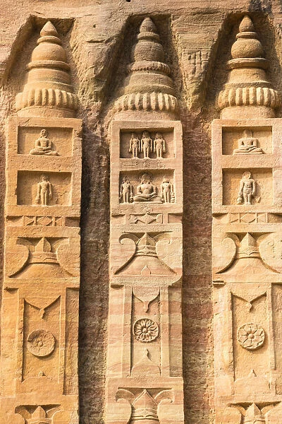 India, Madhya Pradesh, Gwalior, Jain Images cut into the cliff rock of Gwalior Fort