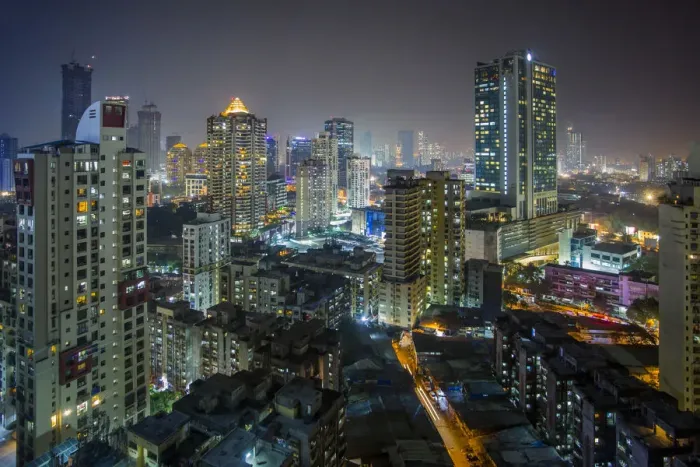 Framed Print : India, Mumbai, Maharashtra, city dusk skyline of modern office and residential buildings Framed Print : India, Mumbai, Maharashtra, city dusk skyline of modern office and residential buildings