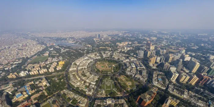 Framed Print : India, New Delhi, Panoramic view of Connaught Circle and New Delhi Central Railway Framed Print : India, New Delhi, Panoramic view of Connaught Circle and New Delhi Central Railway