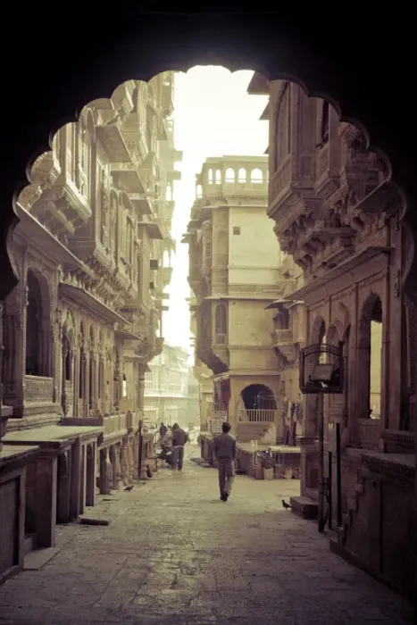 Framed Print : India, Rajasthan, Jaisalmer, Old Town, Patwa Ki Haveli (Traditional Ornately decorated