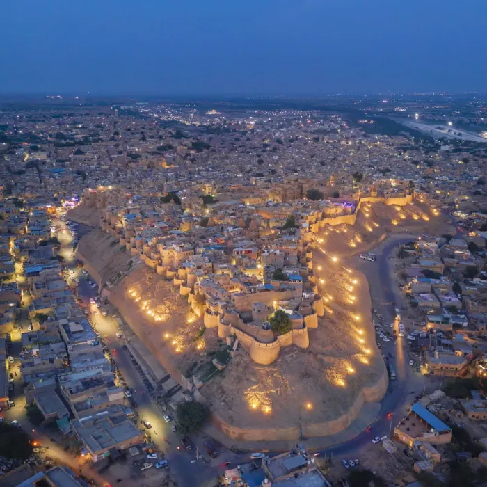 Framed Print : India, Rajasthan, Jaisalmer, Old Town, Aerial view of Old Town and Fortifications Framed Print : India, Rajasthan, Jaisalmer, Old Town, Aerial view of Old Town and Fortifications