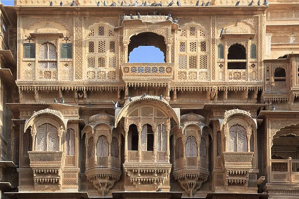 India, Rajasthan, Jaisalmer, Old Town, Patwa Ki Haveli (Traditional Ornately decorated