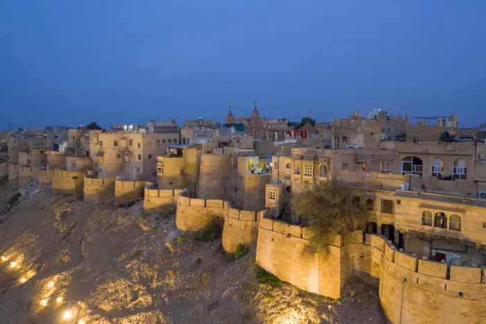 Framed Print : India, Rajasthan, Jaisalmer, Old Town, Aerial view of Old Town and Fortifications