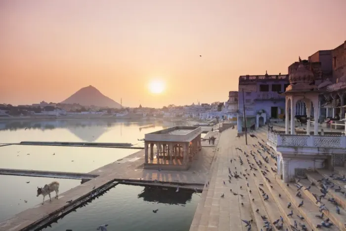Framed Print : India, Rajasthan, Pushkar Holy Town, Bathing Ghats on the Lake Framed Print : India, Rajasthan, Pushkar Holy Town, Bathing Ghats on the Lake