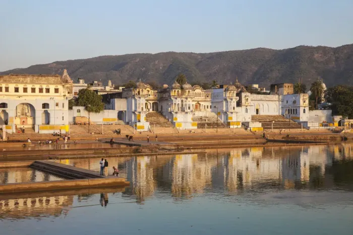 Framed Print : India, Rajasthan, Pushkar, Pushkar Lake and bathing ghats