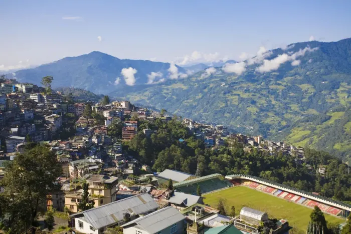 Framed Print : India, Sikkim, Gangtok, Sports stadium Framed Print : India, Sikkim, Gangtok, Sports stadium