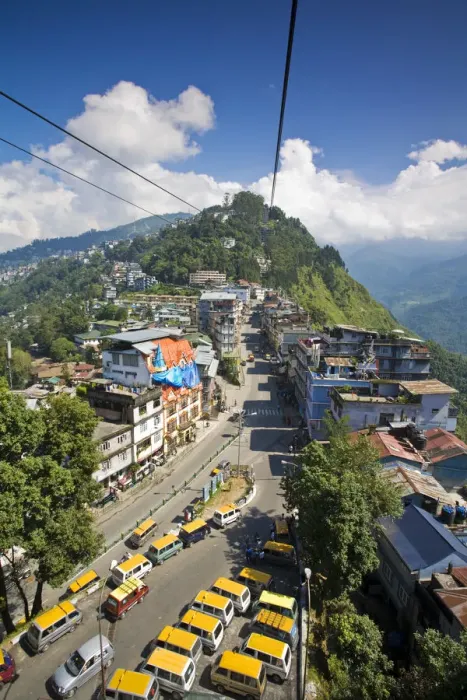 Framed Print : India, Sikkim, Gangtok, View of city from Damovar Ropeway Framed Print : India, Sikkim, Gangtok, View of city from Damovar Ropeway