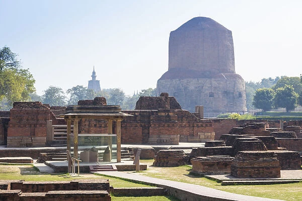 India, Uttar Pradesh, Sarnarth, near Varanasi, Dhamekh Stupa and ruins complex, The
