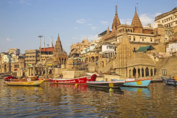 Framed Print : India, Uttar Pradesh, Varanasi, View towards the submerged Shiva temple at Scindia Ghat Framed Print : India, Uttar Pradesh, Varanasi, View towards the submerged Shiva temple at Scindia Ghat