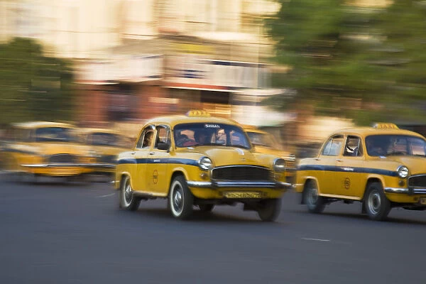 India, West Bengal, Kolkata, Calcutta, Yellow ambassador taxis