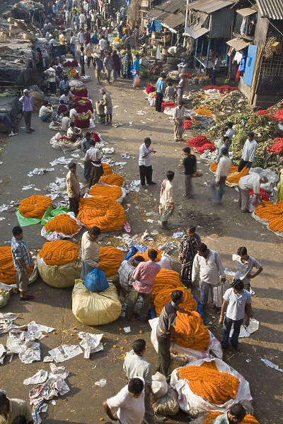 India, West Bengal, Kolkata, Calcutta, Mullik Ghat flower market