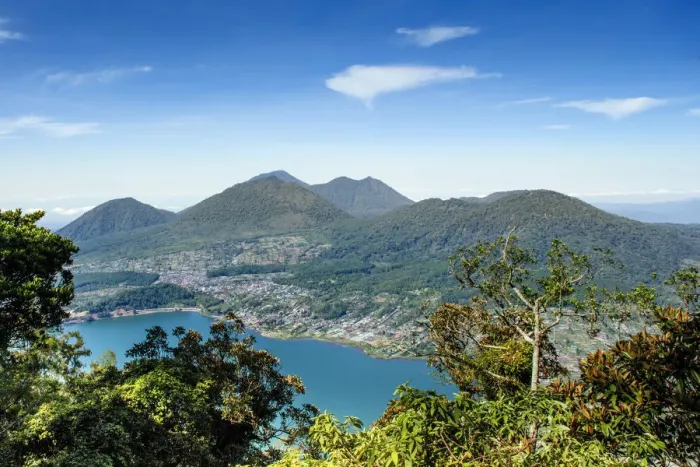 Framed Print : Indonesia, Bali, Bedugul, Pelaga village, Mount Catur. View of the Bedugul Caldera