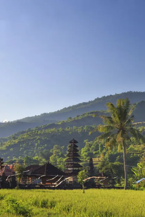 Framed Print : Indonesia, Bali, East Bali, Amed, Rice Fields and small temple Framed Print : Indonesia, Bali, East Bali, Amed, Rice Fields and small temple