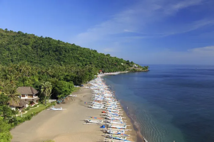 Framed Print : Indonesia, Bali, East Bali, Amed, Beach and coastline near Aas Village