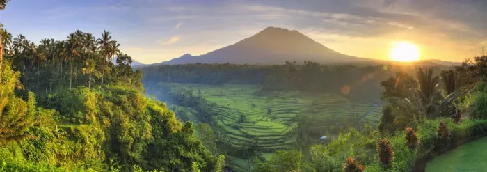 Framed Print : Indonesia, Bali, Redang, View of Rice Terraces and Gunung Agung Volcano Framed Print : Indonesia, Bali, Redang, View of Rice Terraces and Gunung Agung Volcano