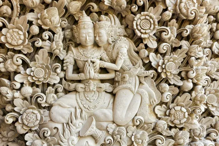 Framed Print : Indonesia, Bali, stone relief, Rama & Sita Framed Print : Indonesia, Bali, stone relief, Rama & Sita