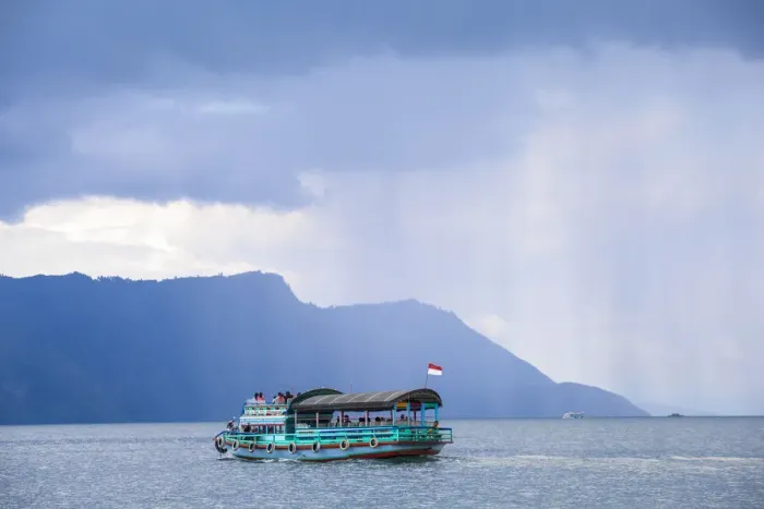 Framed Print : Indonesia, Sumatra, Lake Toba, Samosir Island, Tuk Tuk Ferry Framed Print : Indonesia, Sumatra, Lake Toba, Samosir Island, Tuk Tuk Ferry