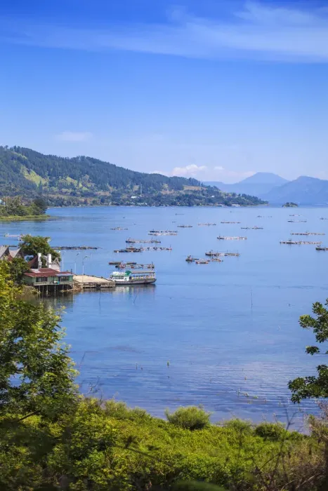 Framed Print : Indonesia, Sumatra, Samosir Island, Lake Toba, looking towards Siallagan village Framed Print : Indonesia, Sumatra, Samosir Island, Lake Toba, looking towards Siallagan village