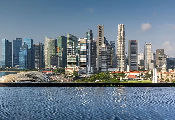 Infinity pool and financial district skyline, Singapore