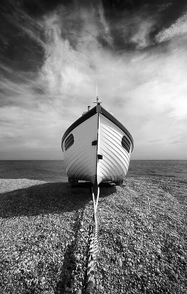 Infrared image of a fishing boat, Dungeness, Kent, UK