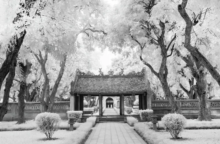 Framed Print : Infrared photograph, Temple of Literature, Hanoi, Vietnam
