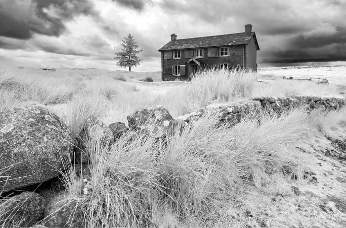 Framed Print : Infrared view of Nuns Cross Farm, near Princetown, Dartmoor National Park, Devon, England Framed Print : Infrared view of Nuns Cross Farm, near Princetown, Dartmoor National Park, Devon, England