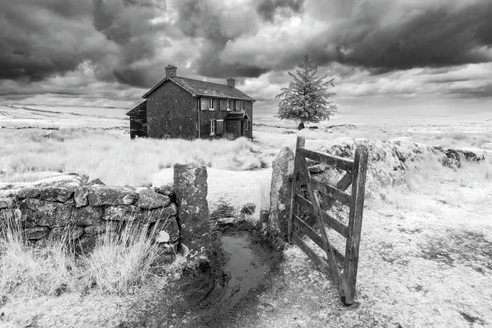 Framed Print : Infrared view of Nuns Cross Farm, near Princetown, Dartmoor National Park, Devon, England Framed Print : Infrared view of Nuns Cross Farm, near Princetown, Dartmoor National Park, Devon, England