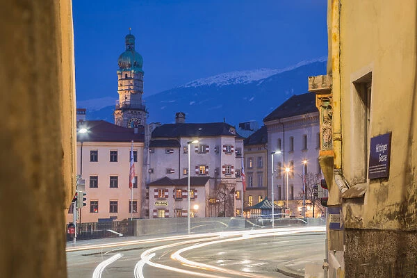 The inner city seen from H√∂ttinger Gasse, Innsbruck, Tyrol, Austria