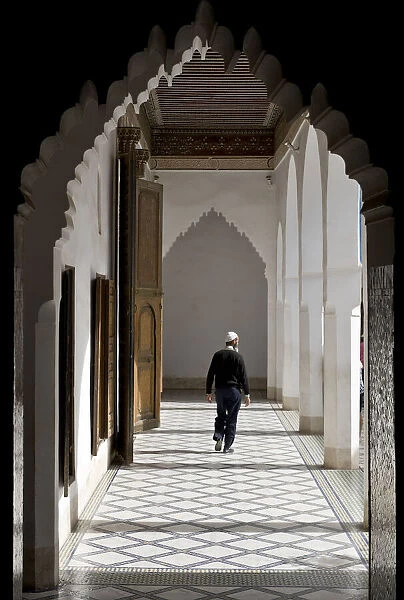 Inner courtyard at Palais de la Bahia, Medina, Marrakech, Morocco, Africa
