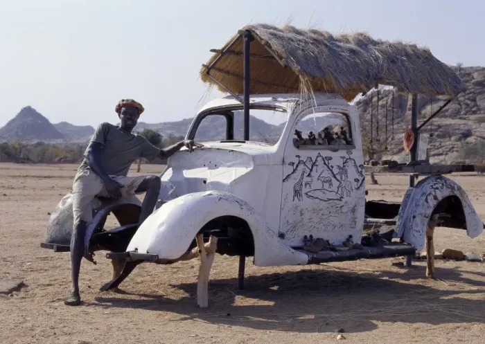 Framed Print : An innovative roadside craft stall owned by an Herero man near Twyfelfontein Framed Print : An innovative roadside craft stall owned by an Herero man near Twyfelfontein