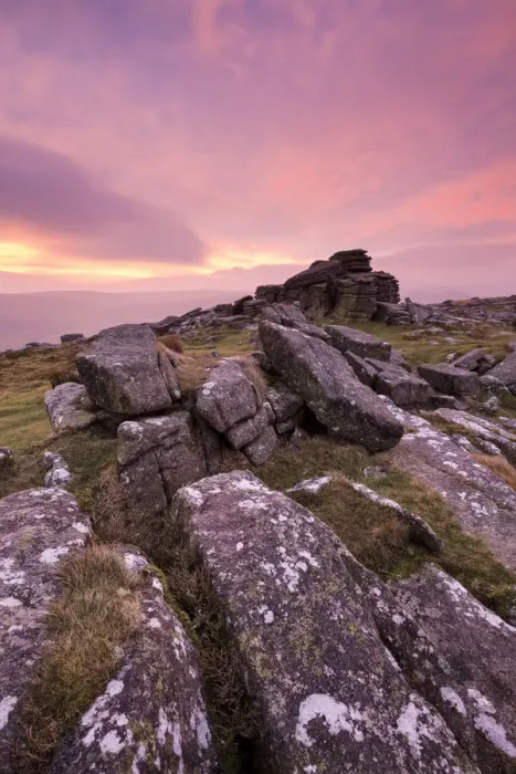 Framed Print : Intense fiery dawn sky above Belstone Tor, Dartmoor, Devon, England. Winter Framed Print : Intense fiery dawn sky above Belstone Tor, Dartmoor, Devon, England. Winter