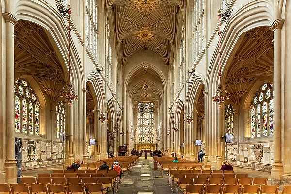 Interior of Bath Abbey, Bath, Somerset, UK