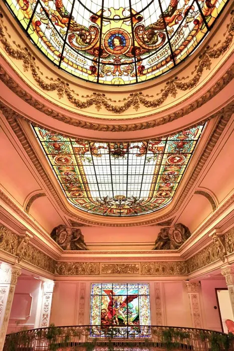 Framed Print : Interior ceiling stained glass vitreaux of the Palacio San Miguel mansion, Monserrat, Buenos Aires, Argentina